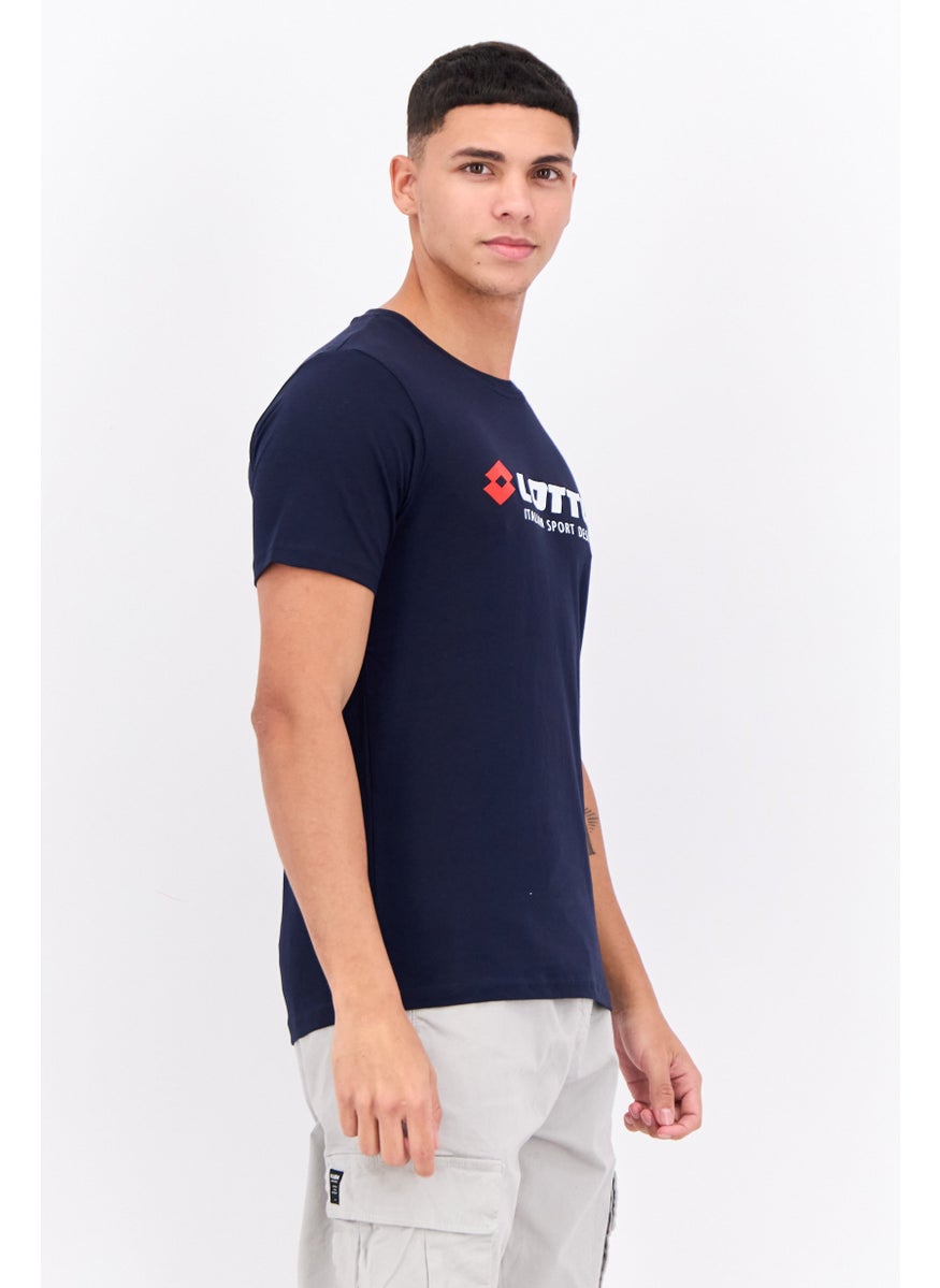 LOTTO Men Sportswear Fit Short Sleeve Outdoor T-Shirts, Navy Blue  - Image 2