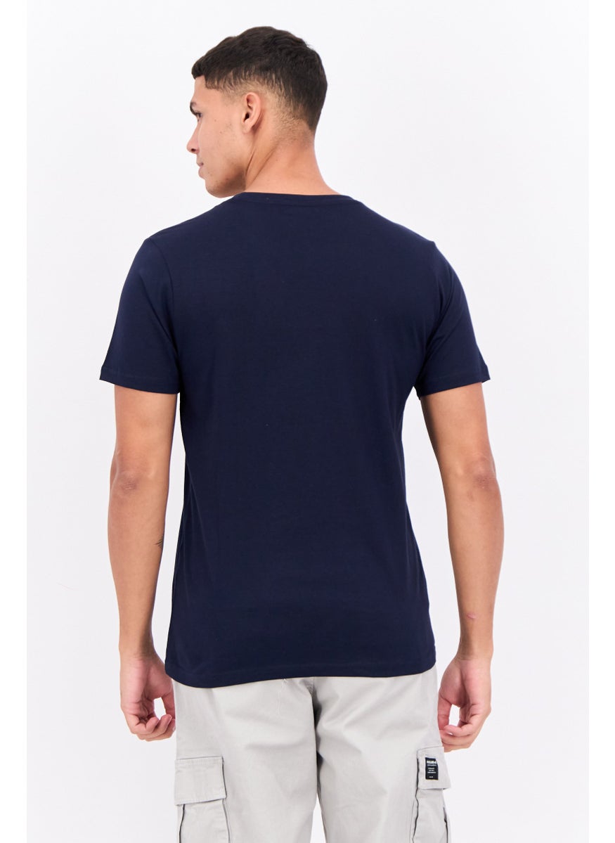 LOTTO Men Sportswear Fit Short Sleeve Outdoor T-Shirts, Navy Blue  - Image 3
