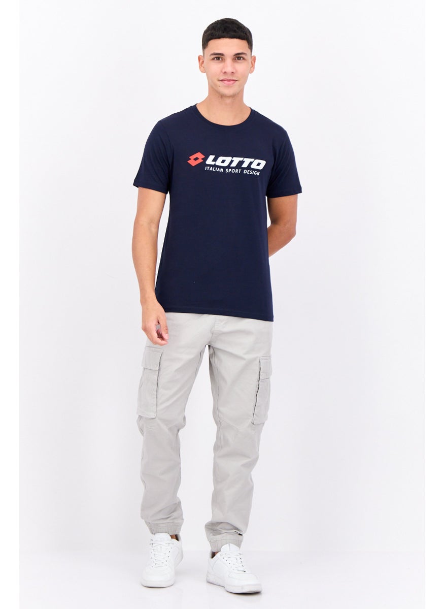 LOTTO Men Sportswear Fit Short Sleeve Outdoor T-Shirts, Navy Blue  - Image 4
