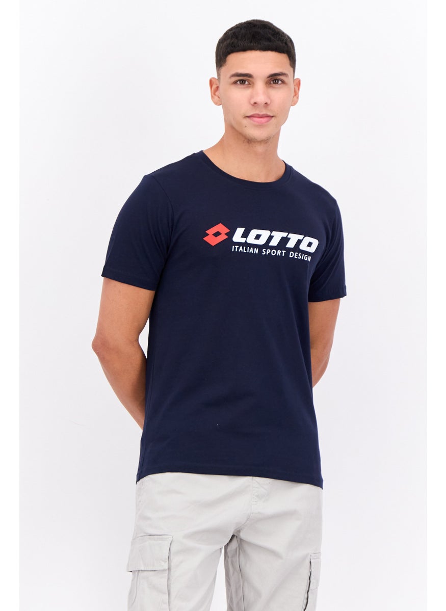 LOTTO Men Sportswear Fit Short Sleeve Outdoor T-Shirts, Navy Blue  - Image 1