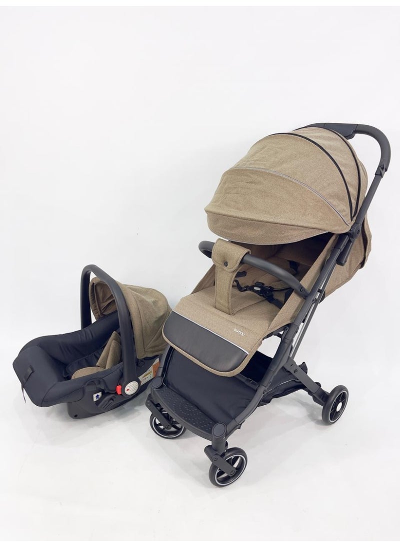 Burbay 2-in-1 Travel System Stroller with Car Seat | Lightweight Foldable Baby Stroller | Newborn to Toddler | Airplane Ready Compact Pram - Image 1