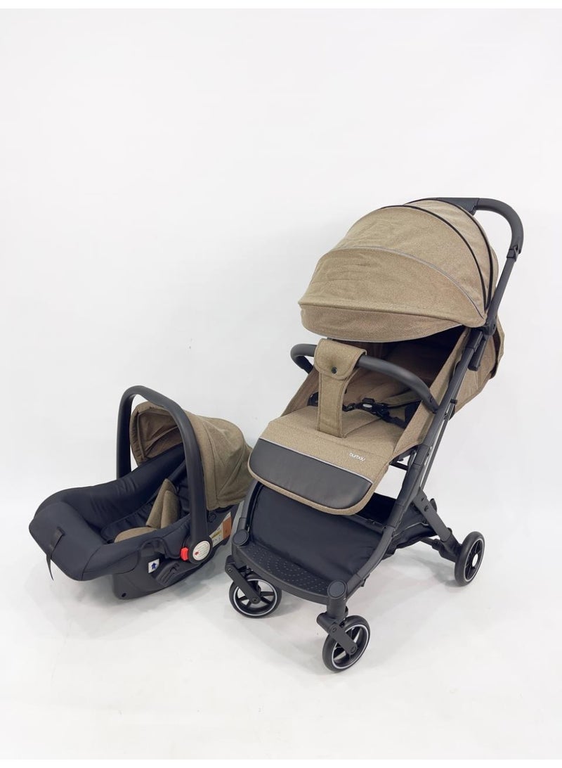 Burbay 2-in-1 Travel System Stroller with Car Seat | Lightweight Foldable Baby Stroller | Newborn to Toddler | Airplane Ready Compact Pram - Image 5