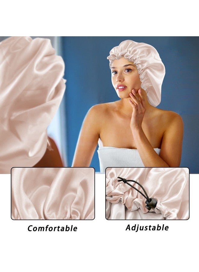 Edoneery Satin Bonnet Silk Bonnet For Curly Hair Bonnet Braid Bonnet For Sleeping Bonnets For Women Large Doublelayer Adjustable Champagne - Image 5