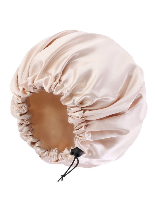 Edoneery Satin Bonnet Silk Bonnet For Curly Hair Bonnet Braid Bonnet For Sleeping Bonnets For Women Large Doublelayer Adjustable Champagne - Image 1