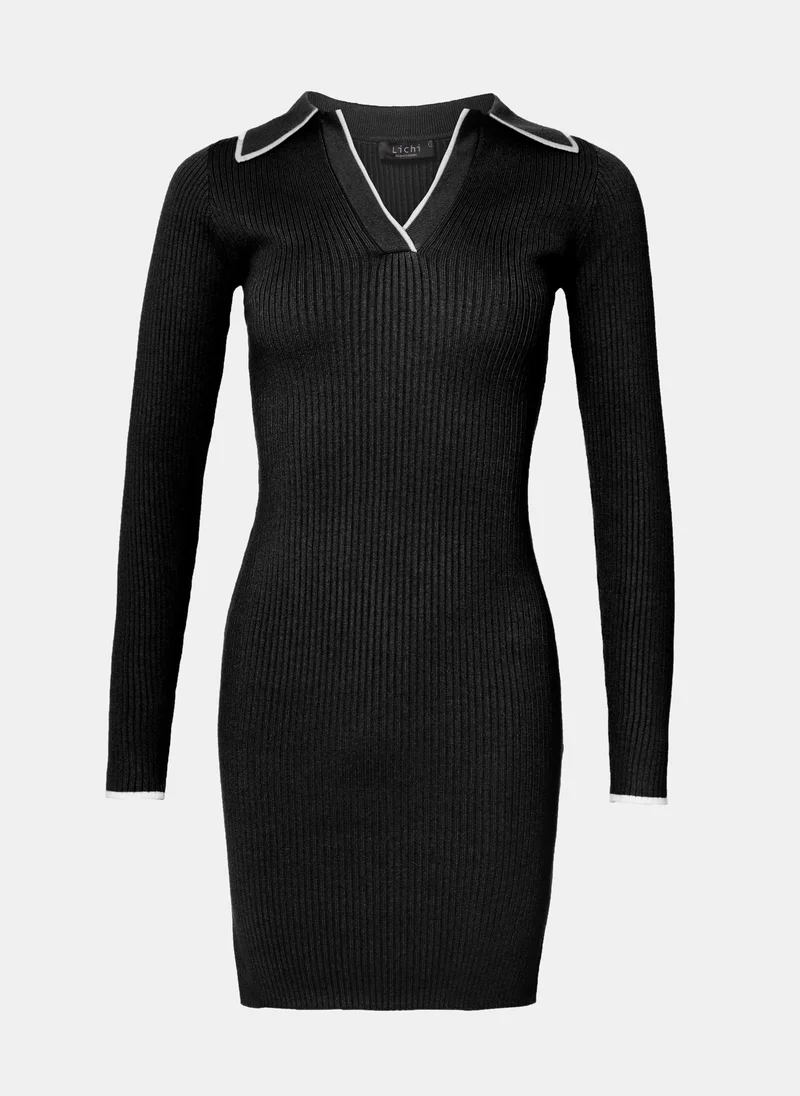 Lichi Contrasting polo jersey mini dress