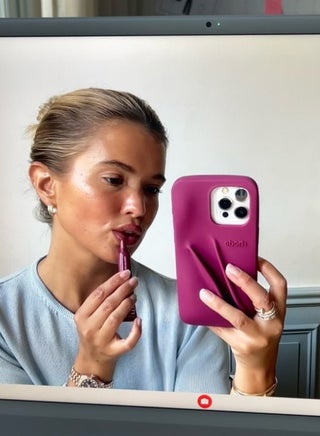 Silicone Lip Holder for Cell Phone, Lip Gloss Adhesive Sleeve for Phone, Lip Holder Stick-on Phone Case, Back Stick On Holder for iPhone Phones（Raspberry Jelly） - view 2