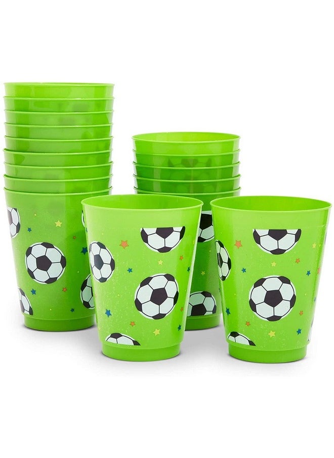 Blue Panda Soccer Reusable Plastic Party Cups - Pack Of 16 - Green  - Image 1