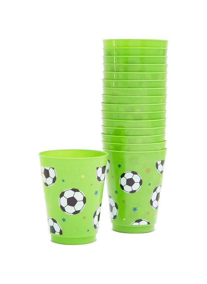 Blue Panda Soccer Reusable Plastic Party Cups - Pack Of 16 - Green  - Image 5