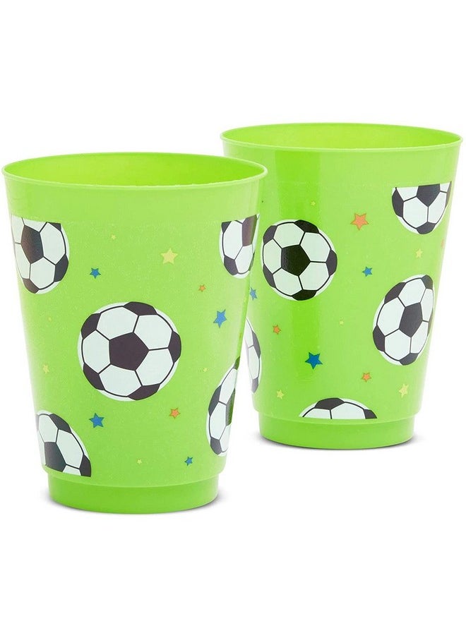 Blue Panda Soccer Reusable Plastic Party Cups - Pack Of 16 - Green  - Image 3
