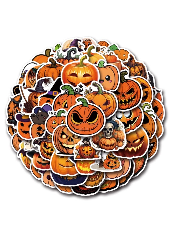 NIBEMINENT 55 Pcs Pumpkin Deco Kit Waterproof Stickers, High Definition Printing Bright Colors, Suitable for Laptop Skateboard Luggage Water Bottle Guitar DIY - Image 1