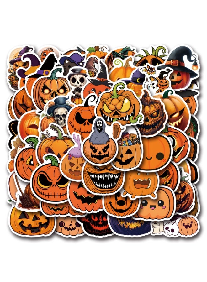 NIBEMINENT 55 Pcs Pumpkin Deco Kit Waterproof Stickers, High Definition Printing Bright Colors, Suitable for Laptop Skateboard Luggage Water Bottle Guitar DIY - Image 2