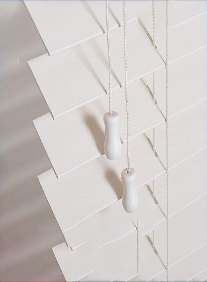 جي شلو مجموعة GSHLLO من 4 قطع من مقابض ستائر خشبية بيضاء، كرات تعليق، حبال ستائر، ملحقات ستائر النوافذ - Image 3