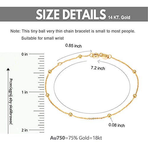 SISGEM Solid 18k Gold Tiny Bracelets for Women, Real Gold Chain Thin Bracelet (Yellow Gold, 18k) - Image 2