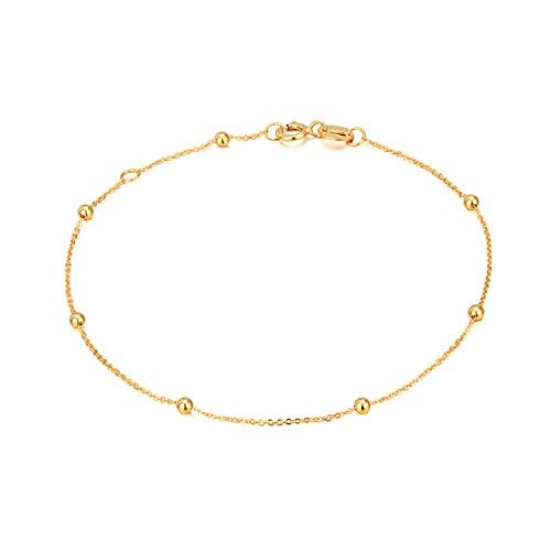 SISGEM Solid 18k Gold Tiny Bracelets for Women, Real Gold Chain Thin Bracelet (Yellow Gold, 18k) - Image 1