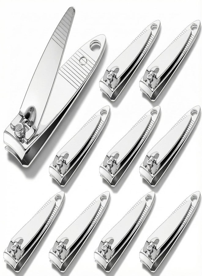 Xosjska 10 Pieces Small Flat Nail Clippers Metal Fingernail Clipper Portable Toenail Clipper Cutter Silver Travel Nail Trimming Pointed Manicure Pedicure for Men Women Homeless Care Supplies - Image 1