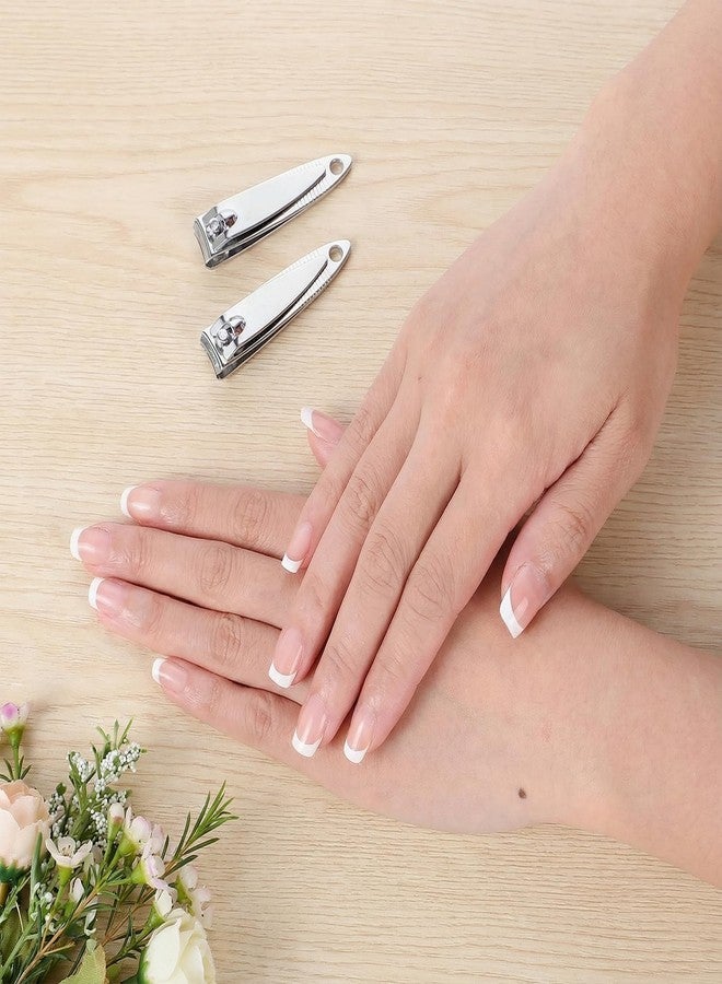 Xosjska 10 Pieces Small Flat Nail Clippers Metal Fingernail Clipper Portable Toenail Clipper Cutter Silver Travel Nail Trimming Pointed Manicure Pedicure for Men Women Homeless Care Supplies - Image 2