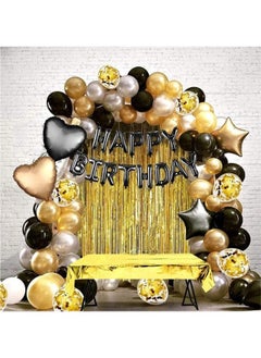 Zeemey Black Gold Birthday Party Decoration Balloon Arch Garland Set with Tassel Curtain,Perfect for Graduation Baby Shower Birthday Bachelorette Party Backdrop Decoration  - Image 2