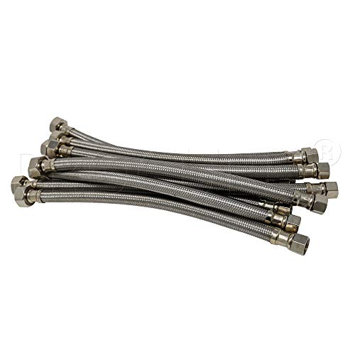 PROCURU [10-Pack] PROCURU 24-Inch (2Ft) x 3/8" Comp x 1/2" FIP Faucet Hose, Stainless Steel Braided Supply Line, Certified Safe (9SF24-10P) - Image 1