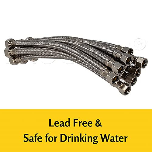 PROCURU [10-Pack] PROCURU 24-Inch (2Ft) x 3/8" Comp x 1/2" FIP Faucet Hose, Stainless Steel Braided Supply Line, Certified Safe (9SF24-10P) - Image 2