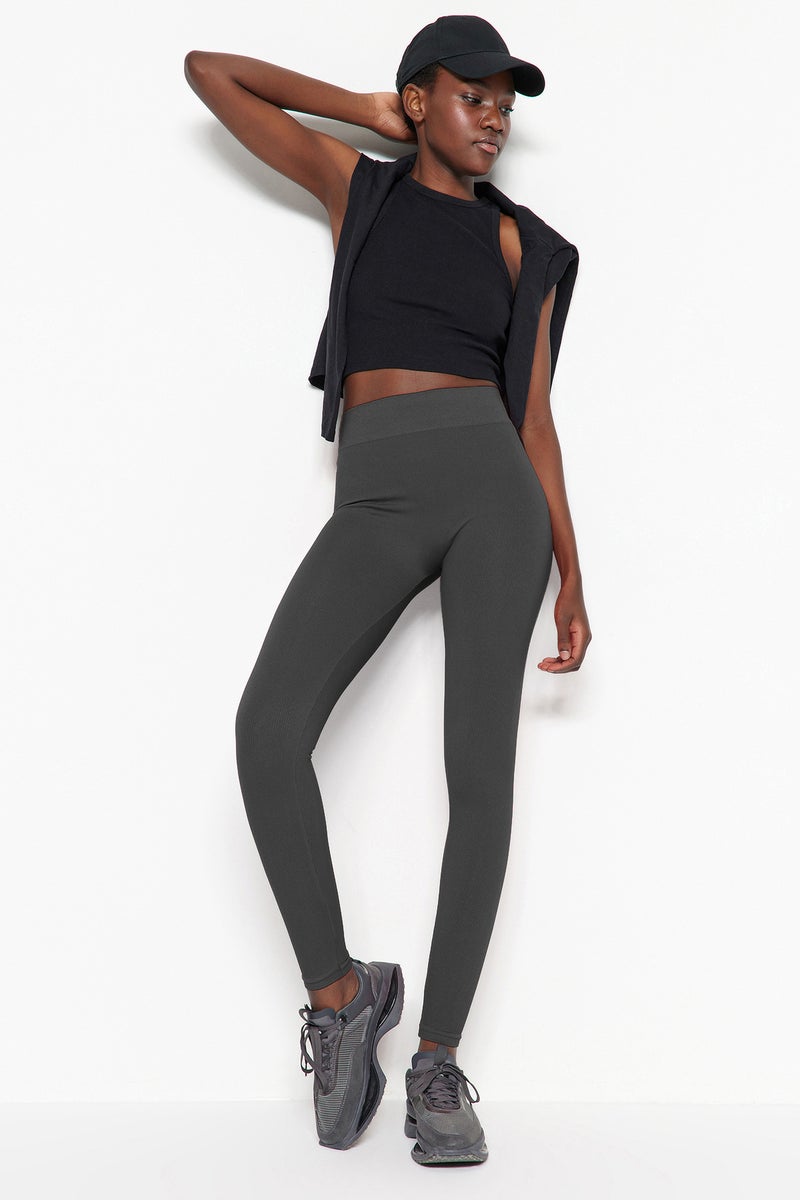 trendyol Dark Anthracite Seamless/Seamless Full Length Knitted Sports Tights TWOAW20TA0071 - Image 3