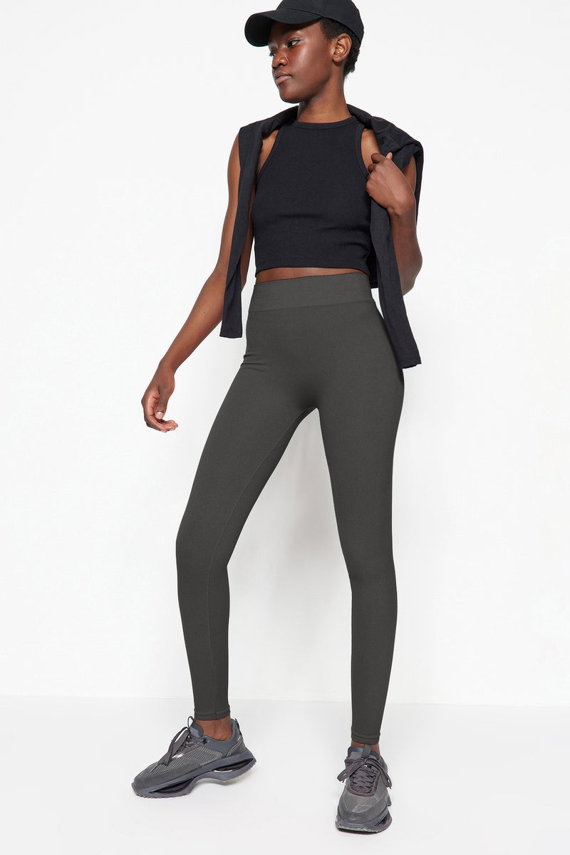 trendyol Dark Anthracite Seamless/Seamless Full Length Knitted Sports Tights TWOAW20TA0071 - Image 2