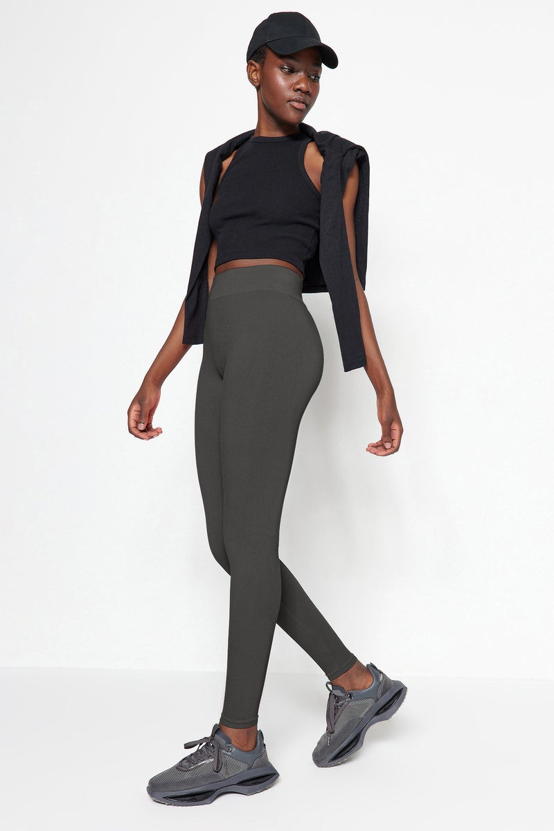 trendyol Dark Anthracite Seamless/Seamless Full Length Knitted Sports Tights TWOAW20TA0071 - Image 1