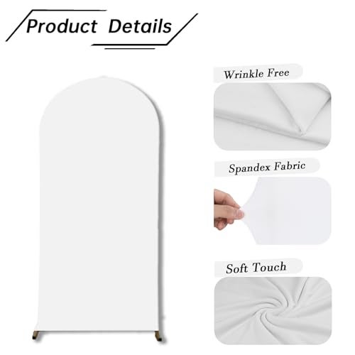 bricia Wedding Arch Backdrop Stand Cover, 5FT Double Sided Stretchy Arch Cover Fitted Wedding Birthday Party Banquet Decoration (White 60''Lx25.2''W) - Image 4