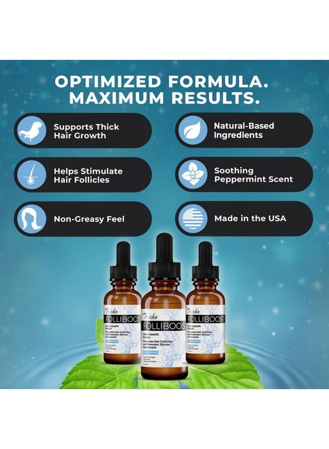 Folliboost Tricho Labs Folliboost Hair Growth Serum - Natural-Based Formula w/Biotin & Peppermint Oil - Hair Care for Thicker & Fuller Hair - 2oz, 6-Pack - Image 3