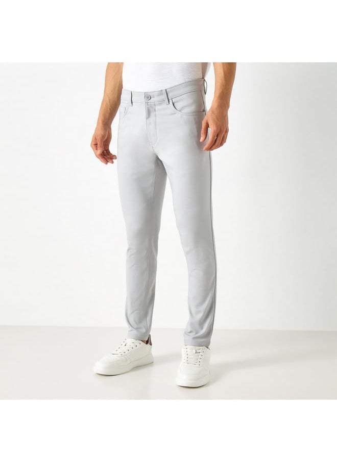 Iconic Iconic Solid Slim Fit Pants with Pockets  - Image 1