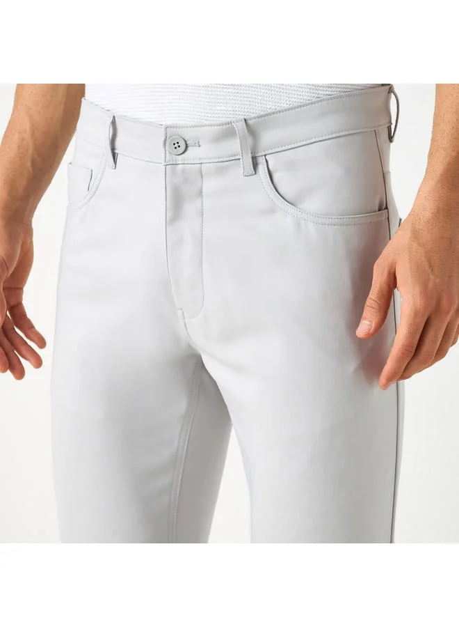 Iconic Iconic Solid Slim Fit Pants with Pockets