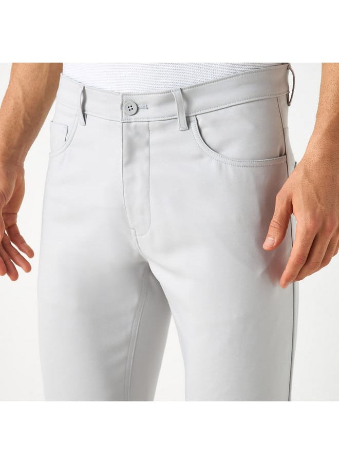 Iconic Iconic Solid Slim Fit Pants with Pockets  - Image 4