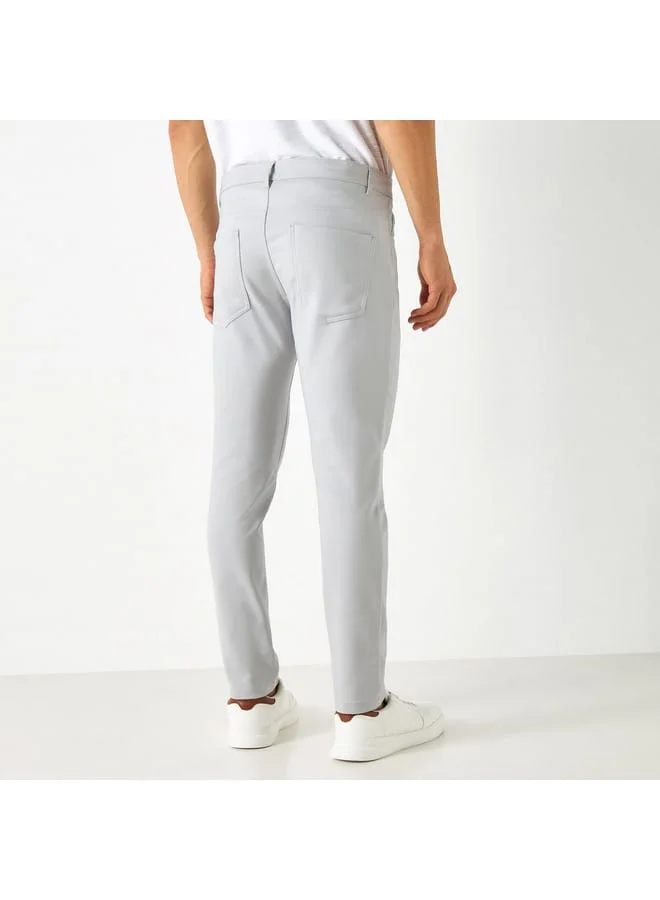 Iconic Iconic Solid Slim Fit Pants with Pockets