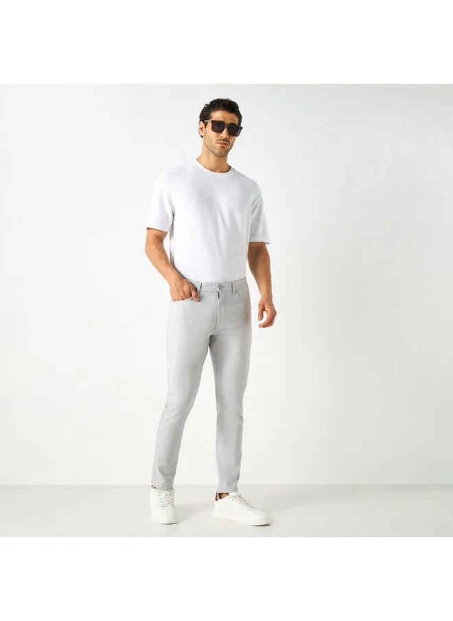 Iconic Iconic Solid Slim Fit Pants with Pockets