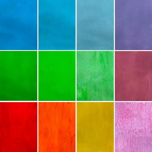 LITMIND 12 Sheets Transparent Stained Glass Pack – 6 x 4 Inch Assorted Colors Art Glass Sheets for Mosaic Crafts, Suncatchers & DIY Projects - Image 1