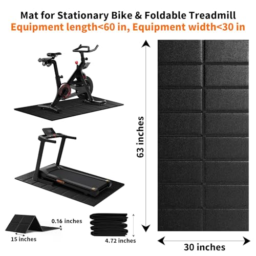 THAILE Exercise Bike Mat, Compatible with Peloton Bikes, 63"x30", Bike Trainer Mats, Mat for Indoor Stationary Spin Bikes Treadmill Walking Pad on Hardwood Floor Carpet Protector - Image 5
