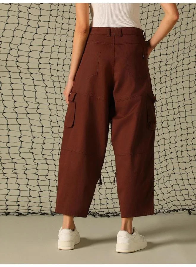 Hubberholme Hubberholme Solid High Rise Cargo Pants