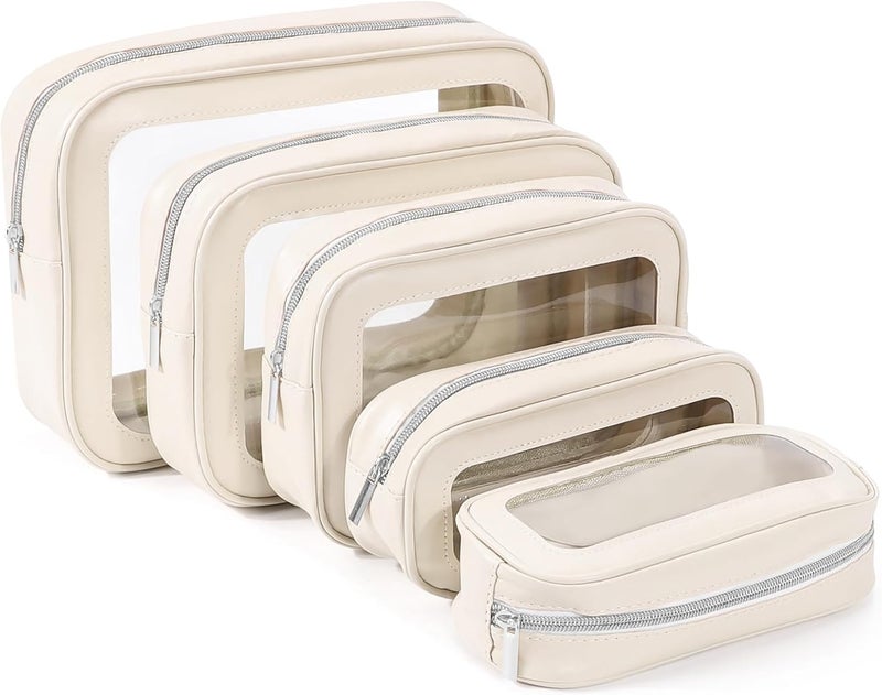 YOPCDJ 5PCS Diaper Bag Organizer Pouch Set, TSA Approved Toiletry Bag，Clear Waterproof TPU Makeup Bag Set Travel Organizer Bags for Women and Kids - Image 1
