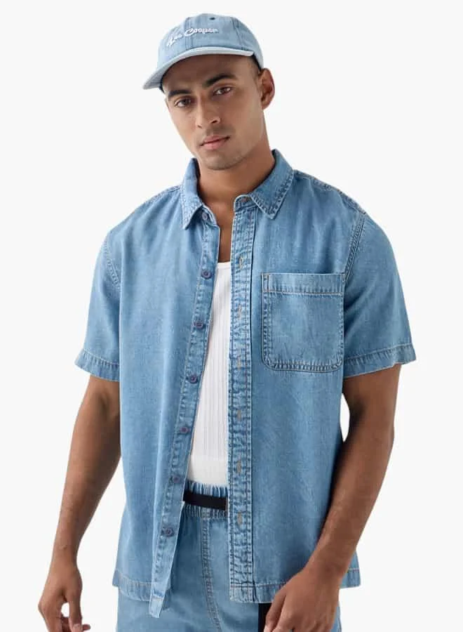 Lee Cooper Lee Cooper Regular Fit Denim Shirt with Short Sleeves
