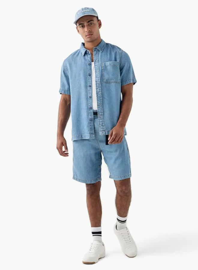 Lee Cooper Lee Cooper Regular Fit Denim Shirt with Short Sleeves