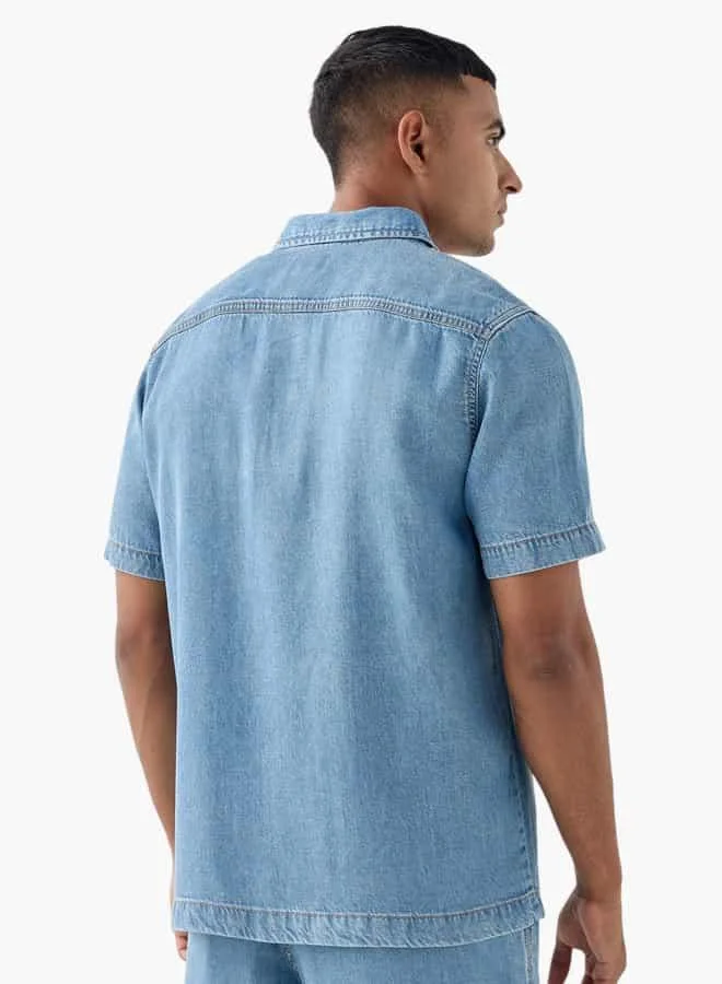 Lee Cooper Lee Cooper Regular Fit Denim Shirt with Short Sleeves
