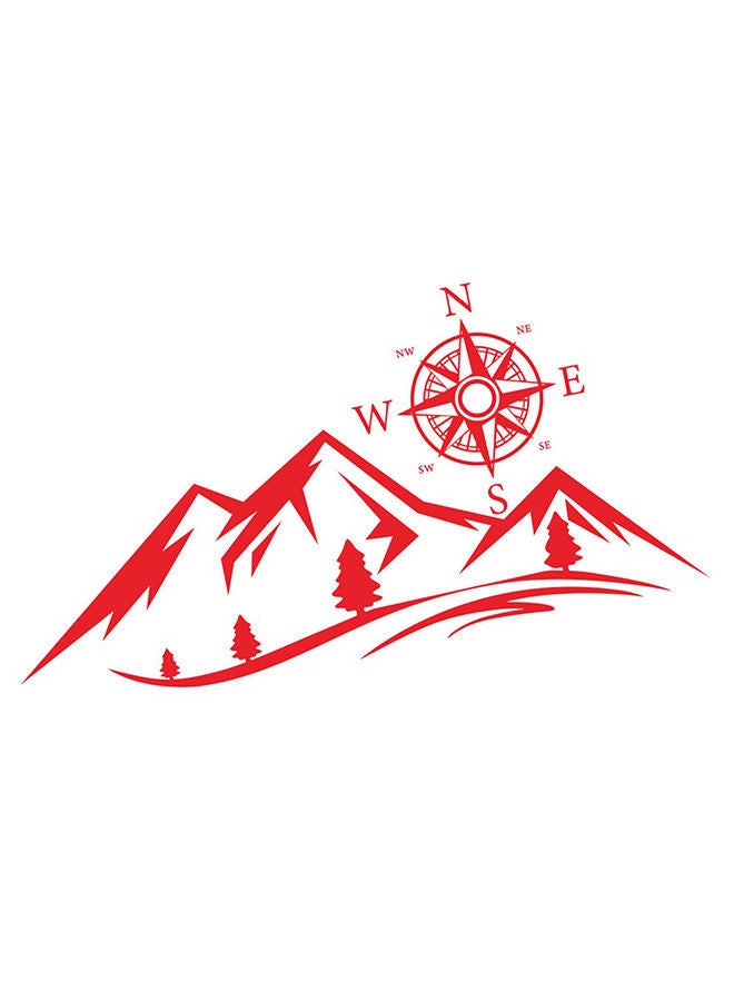 NIBEMINENT 2-Piece Mountain And Compass Design Car Sticker Set