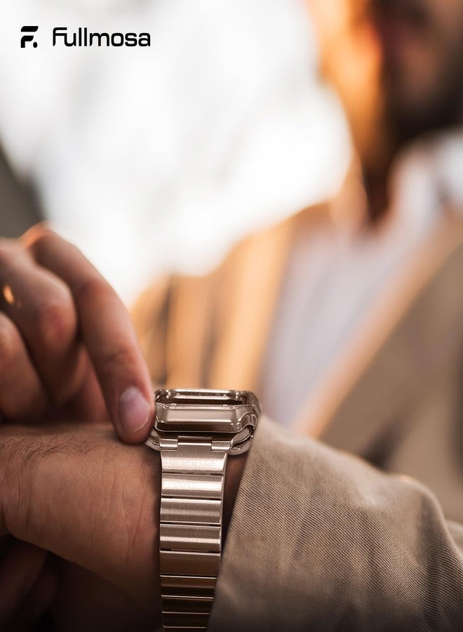 Fullmosa Metal Band Compatible with Apple Watch 45mm 44mm 42mm 41mm 40mm 38mm for Men Women, Stainless Steel iWatch Band with TPU Case for Apple Watch Series 9 8 7 6 5 4 3 2 1 SE3/2/1 (42mm 44mm 45mm, Rose Gold) - Image 5