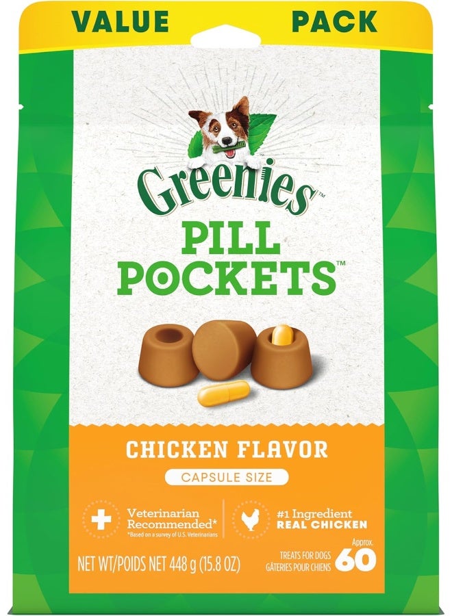 Greenies Pill Pockets for Dogs Capsule Size Natural Soft Dog Treats Chicken Flavor - Image 1