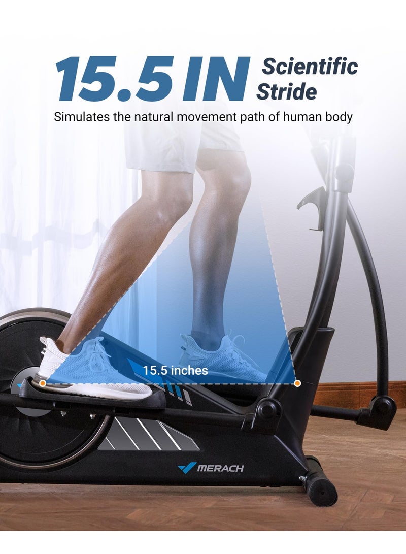 MERACH Elliptical Exercise Machine for Home Use, Elliptical Machine with Hyper-Quiet Magnetic Drive System, 16-Level Resistance Adjustment, 15.5IN Stride, 350LBS Loading Capacity, MERACH App - Image 4