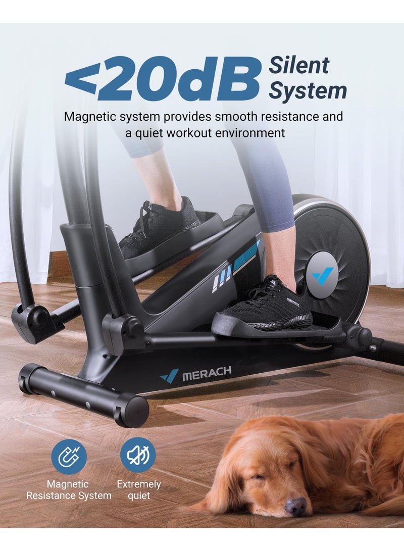 MERACH Elliptical Exercise Machine for Home Use, Elliptical Machine with Hyper-Quiet Magnetic Drive System, 16-Level Resistance Adjustment, 15.5IN Stride, 350LBS Loading Capacity, MERACH App - Image 5