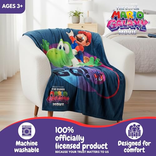 Franco The Super Mario Galaxy Movie Throw Blanket Yoshi Soft Cozy Decorative Blanket for Couch Bed or Gaming Room 100 Officially Licensed Product by Franco Collectibles - Image 3