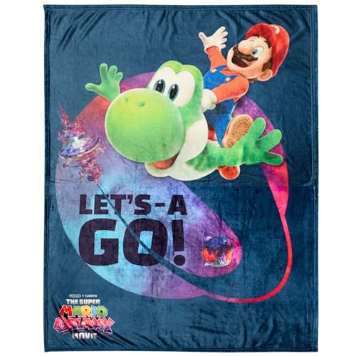 Franco The Super Mario Galaxy Movie Throw Blanket Yoshi Soft Cozy Decorative Blanket for Couch Bed or Gaming Room 100 Officially Licensed Product by Franco Collectibles - Image 1