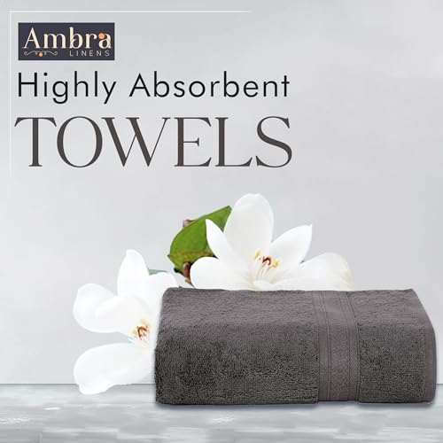 Ambra Linens 500 GSM Highly Absorbent Towel, 100% Cotton, Soft and Plush, All Seasons Use, Large, Everyday Use, Durable (1 Piece of Bath Towel, Solid Grey) - Image 2