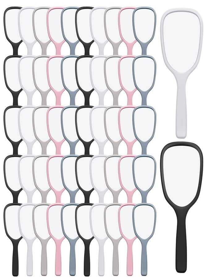 Vinsot 50 Pcs Handheld Mirror Bulk Small Hand Mirrors with Handle Plastic Portable Daily Makeup Tools for Home Travel Camping Daily, 3.15 Inch Wide, 7.09 Inch Long (5 Colors) - Image 1