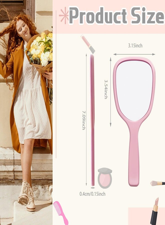 Vinsot 50 Pcs Handheld Mirror Bulk Small Hand Mirrors with Handle Plastic Portable Daily Makeup Tools for Home Travel Camping Daily, 3.15 Inch Wide, 7.09 Inch Long (5 Colors) - Image 2